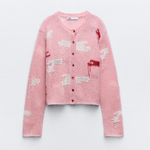 Zara Knit Cardigan Pink Small - Picture 4 of 7